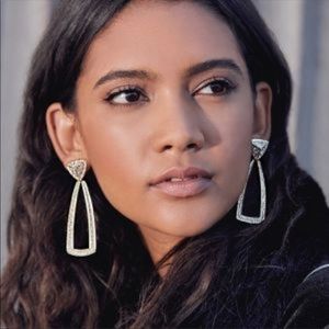 House of Harlow door knocker earrings gold crystal